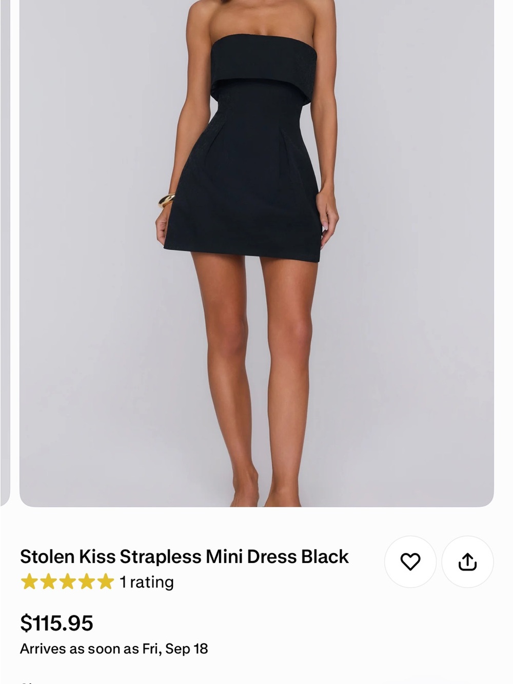 Hello Molly Black Strapless Fold-Over Mini Dress